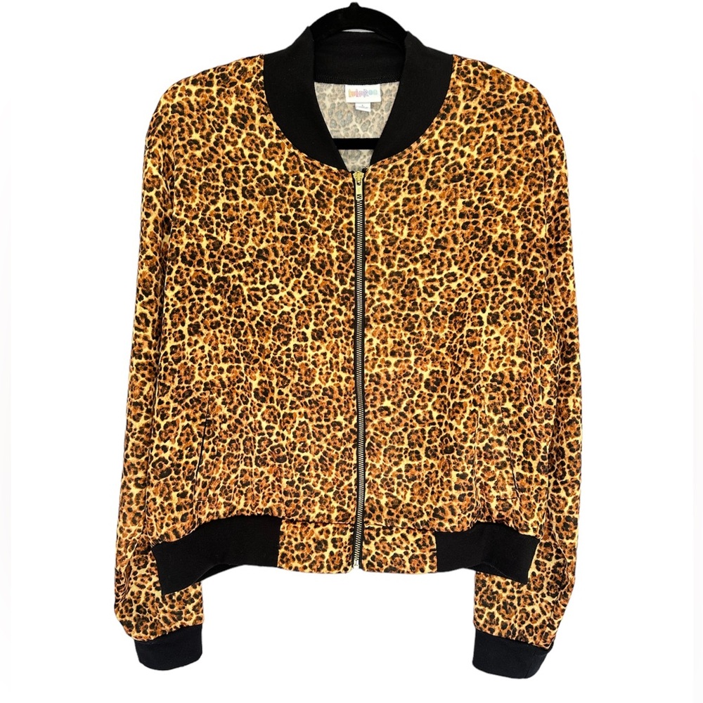 LuLaRoe Cheetah Animal Print Zipper Jacket Lightweight Zip Up Women’s Size Large